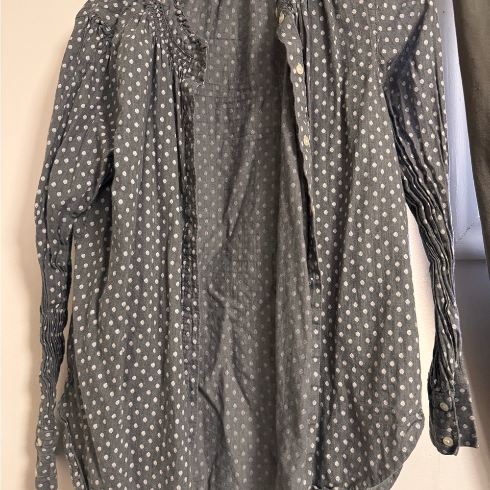 LOFT Women’s Gray Polka Dot Button Down Shirt